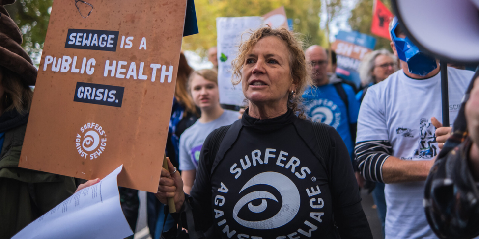 Protestor holding placard