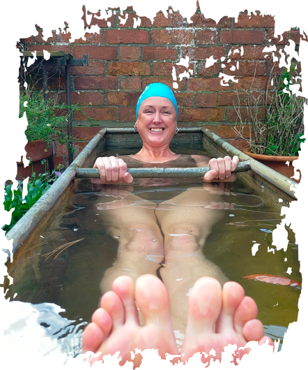 Woman in outdoor bath