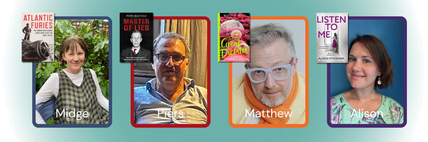 Image shows a picture of each author next to the cover of their respective book.