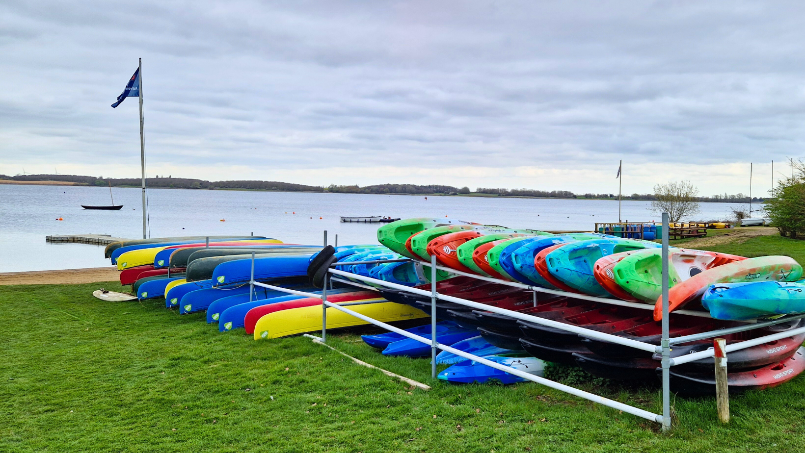 Boats near the lake at Grafham Water Centre