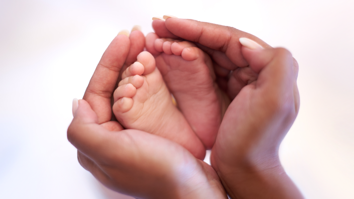 A close-up of a baby's feet