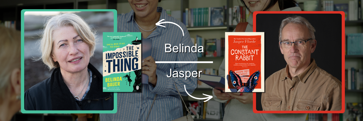Image shows pictures of the two authors and their corresponding book covers