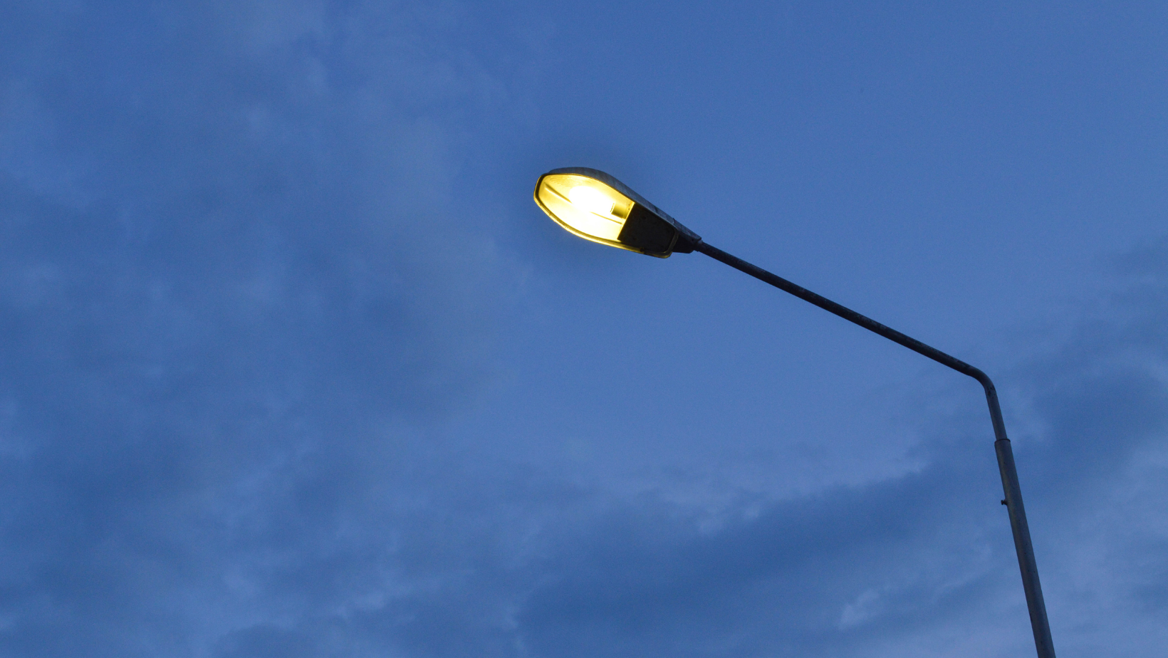 Lit streetlight