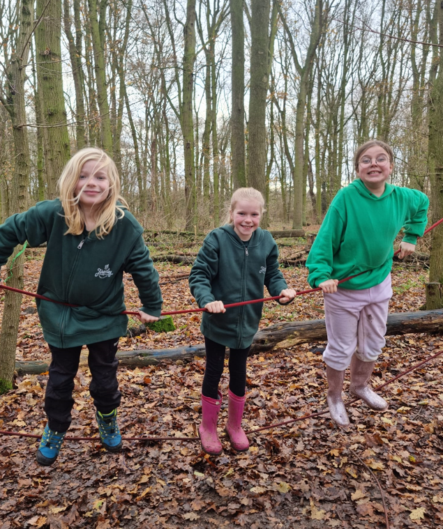 children playing in wood