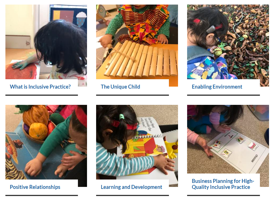 A collage of a child playing