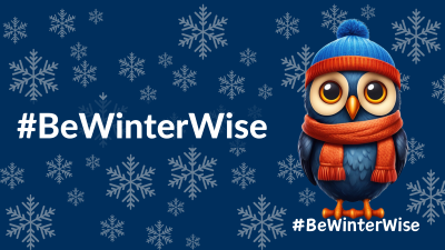 A blue and orange cartoon owl