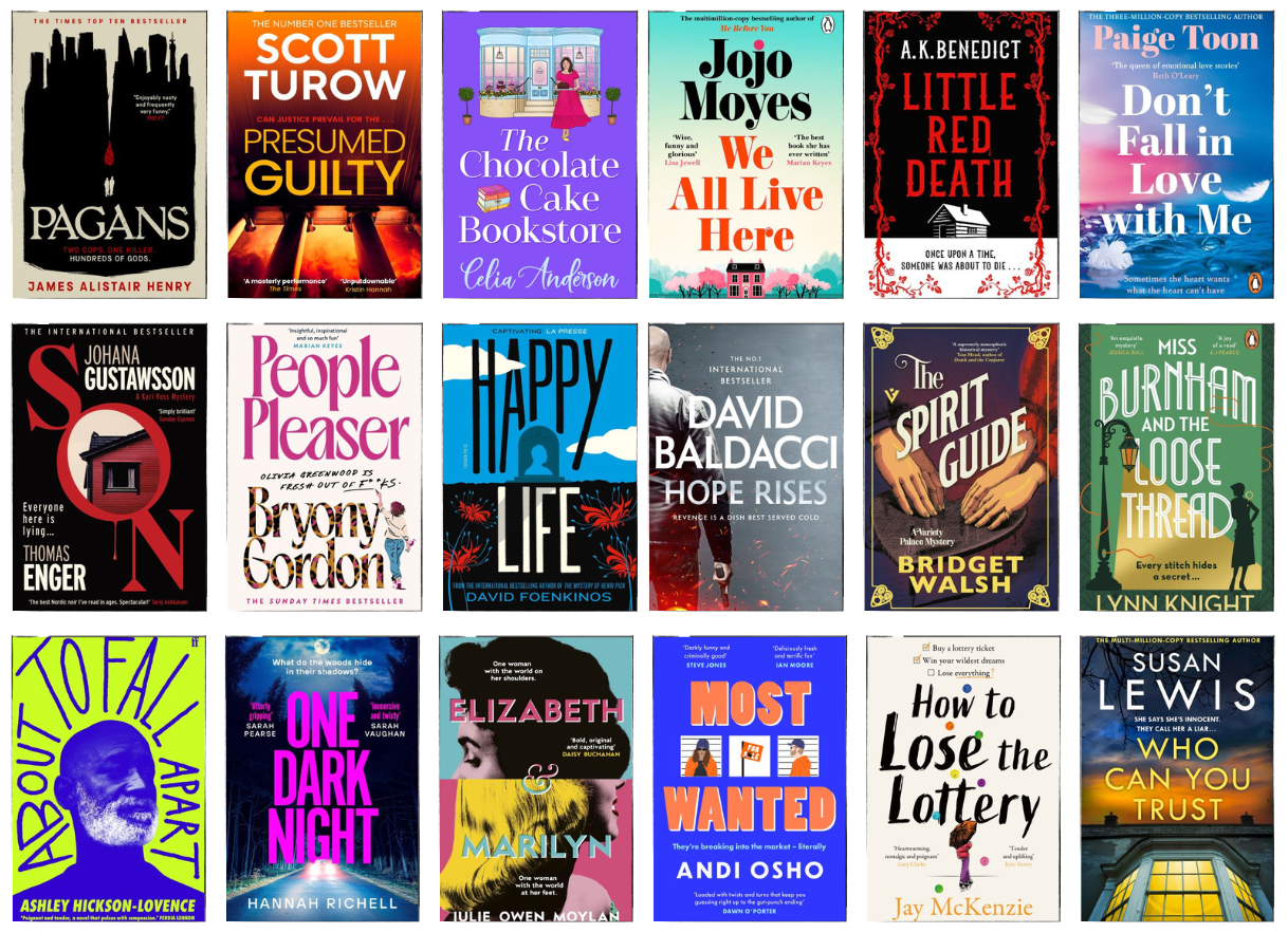 Image shows eighteen covers of our new book titles.