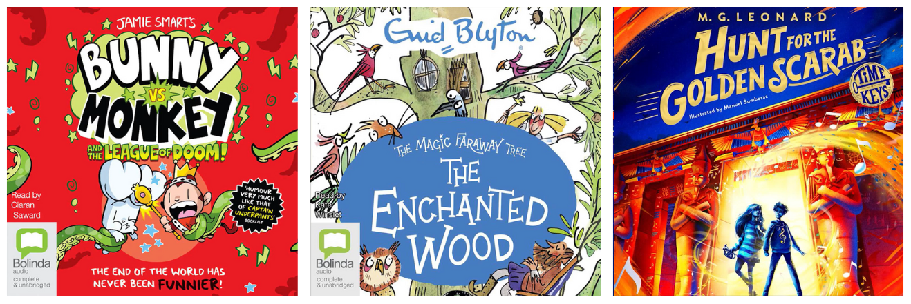 Shows the covers of the three titles listed below