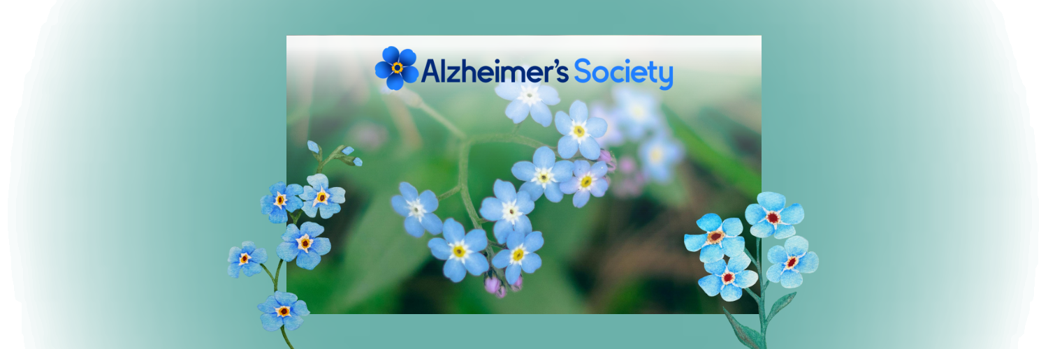 Alzheimer's Society Logo with Forget-Me-Not Flowers