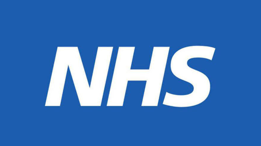 NHS white text on blue background logo