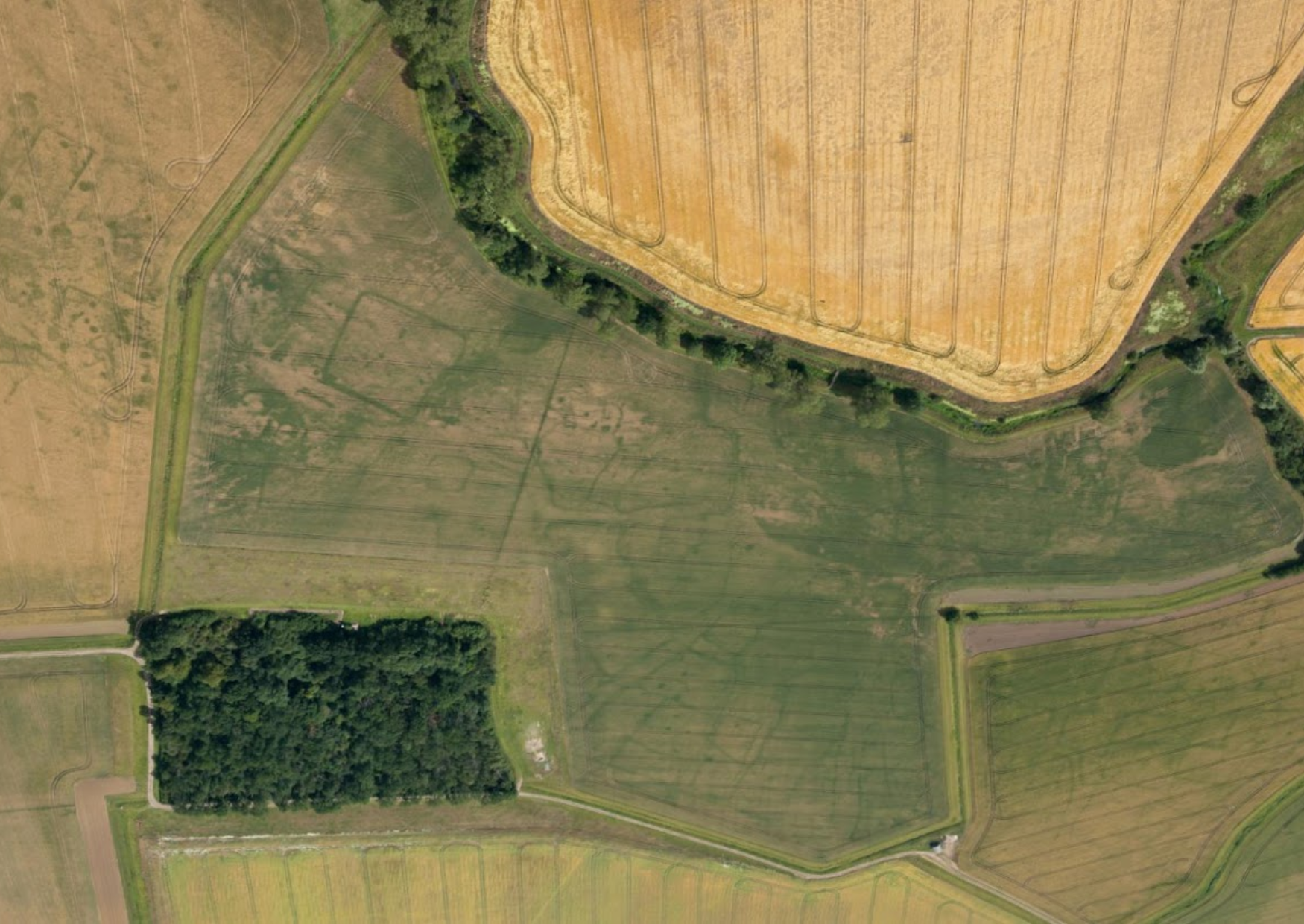 Aerial photo of Roman town in Great Staughton