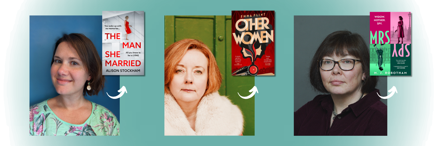 Images of all three authors with their book covers