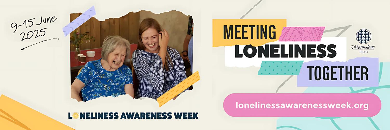 Meeting Lonliness Together, 9-15 June, image of an older and younger lady laughing together.