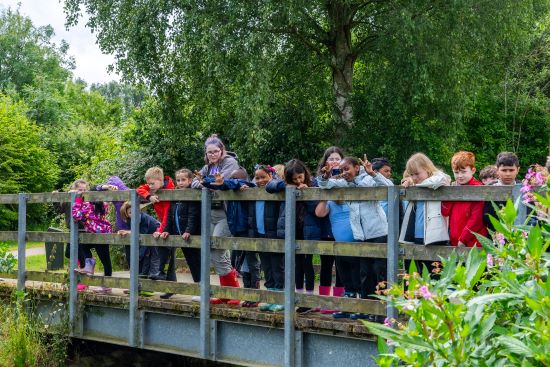 living rivers Nene Park children on bridge
