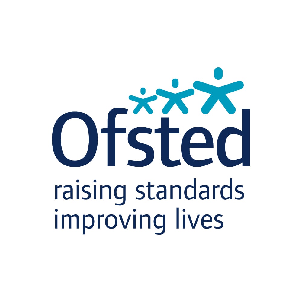 Ofsted blue and white logo. Text reads: Raising standards improving lives