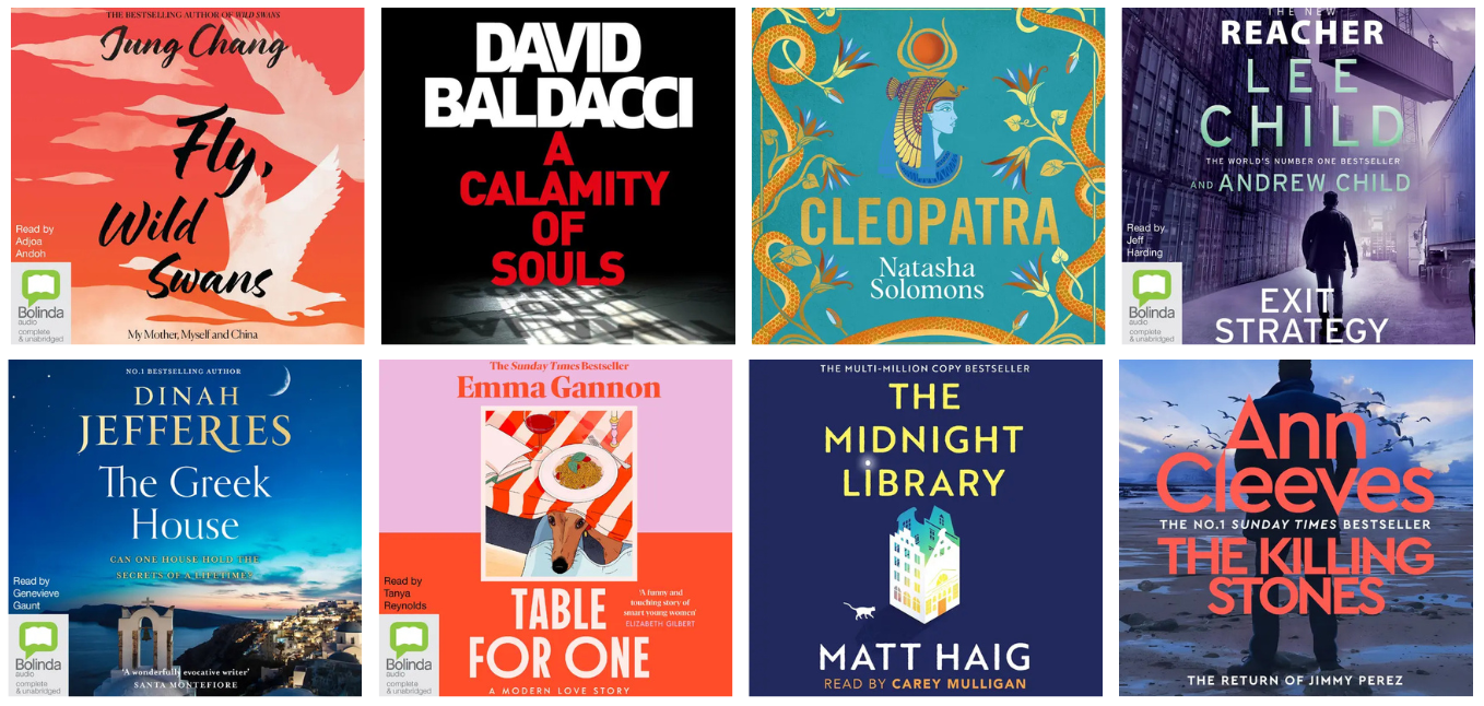Image shows 8 covers of available titles