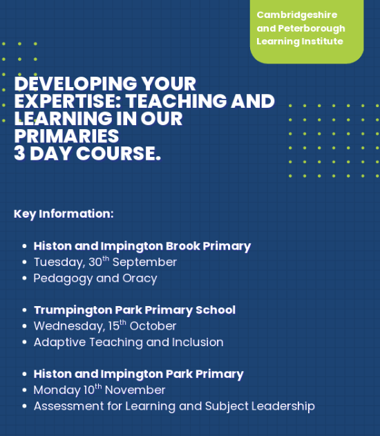 Cambs and Peterborough Learning Institute course flyer image