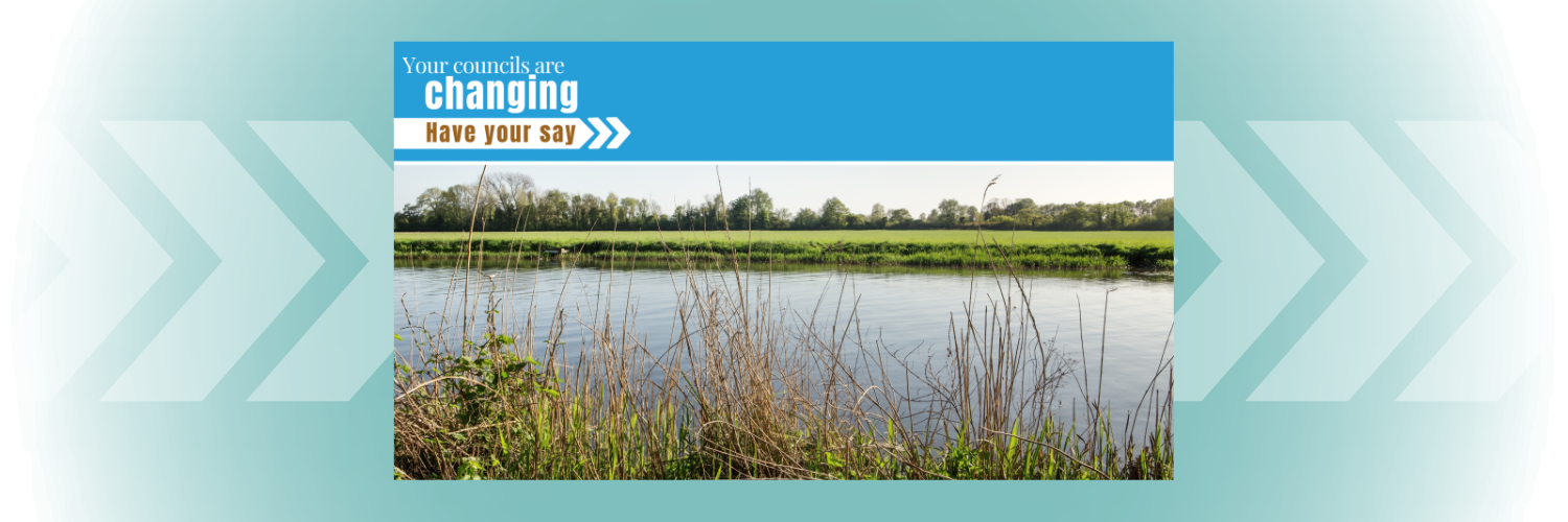 Your Councils are changings, have your say. Image of a river lined with reeds.