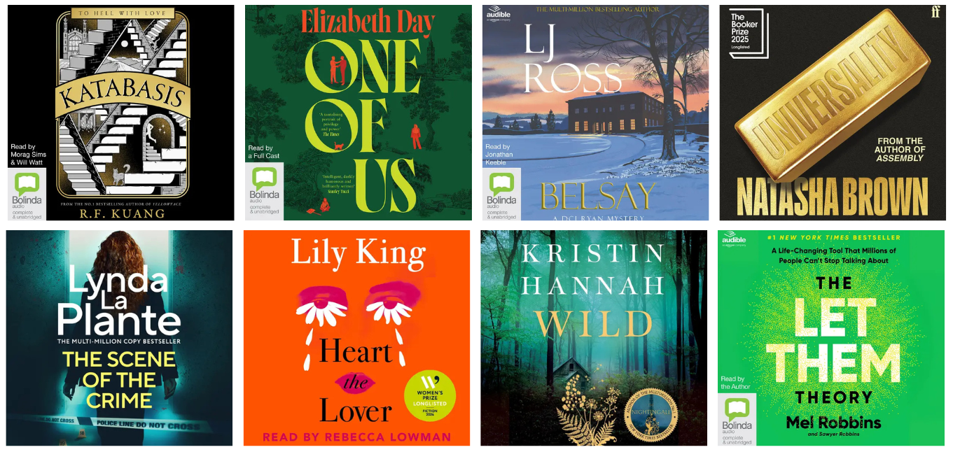 Image shows the covers of the eight titles listed below