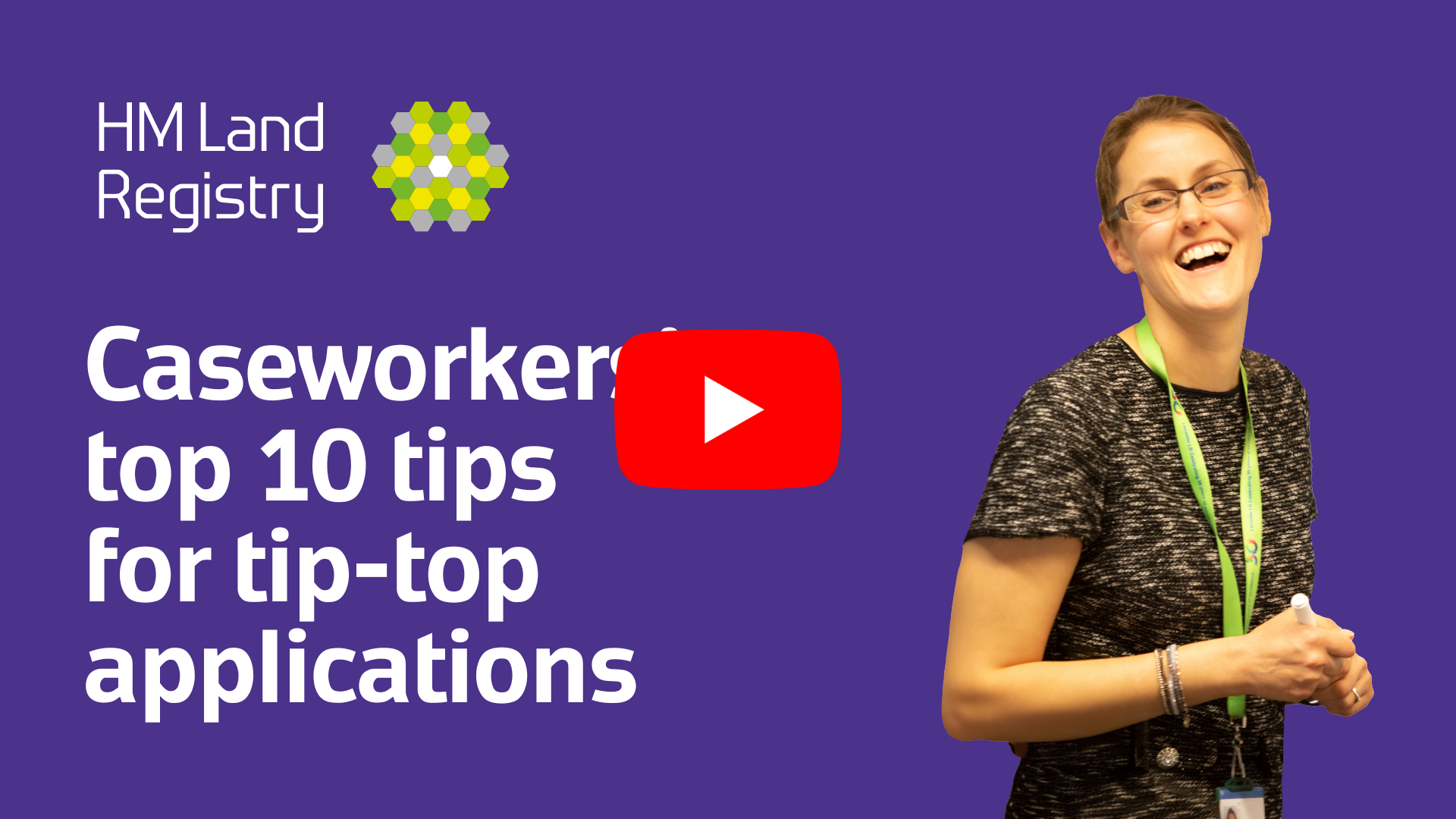 A video frame with the text 'Caseworkers' top 10 tips for tip-top applications'.