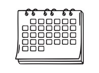 A drawing of a calendar with a month to a page.
