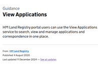 A screenshot of the View Applications guidance page on GOV.UK.