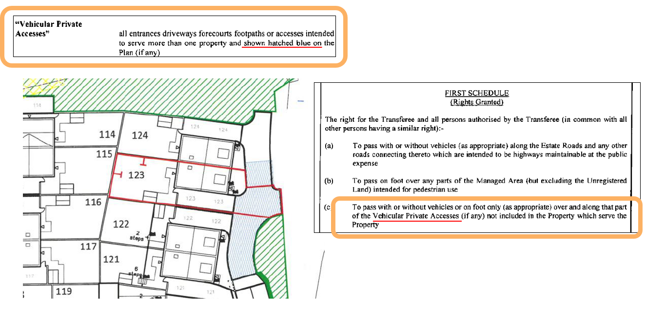 An example from a transfer of part, including a plan and accompanying text.