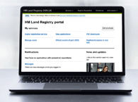 A desktop computer showing the portal home page.