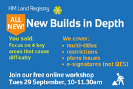 A promotion panel for the New Builds in Depth workshop.