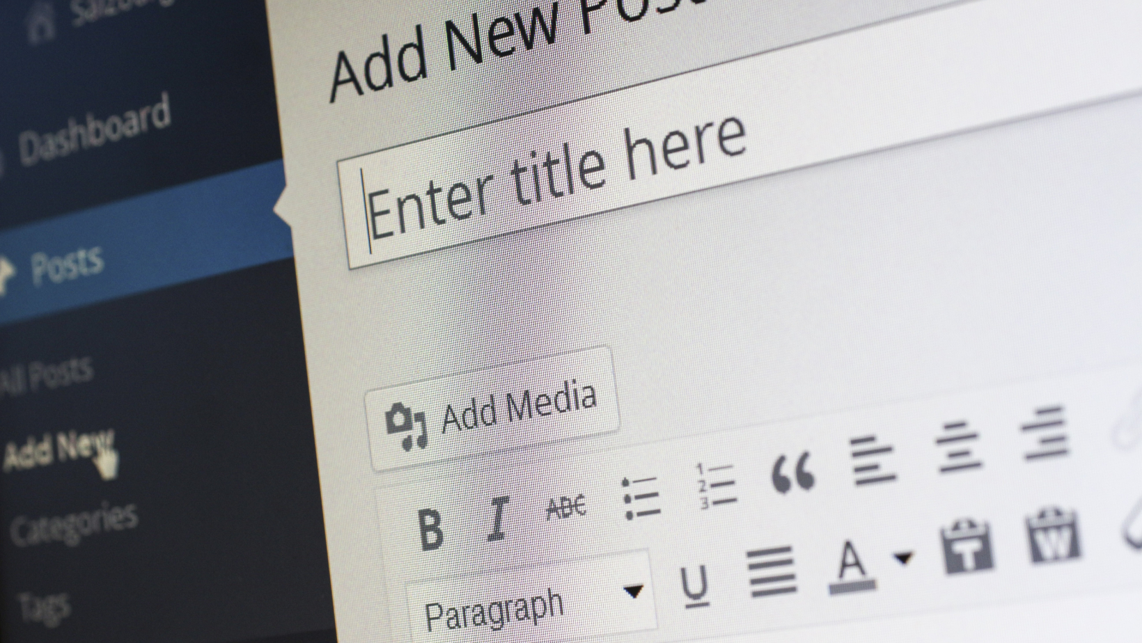 An image of a blog post being written on WordPress