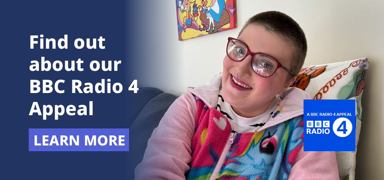 Image of Charlotte smiling. Text reads 'Find out about our BSBC Radio 4 Appeal'. Button reads 'Learn more'