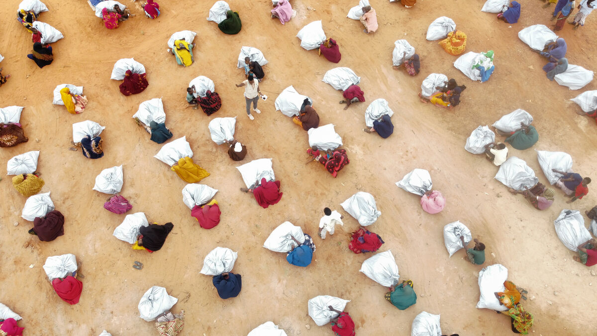 Birds eye view of people