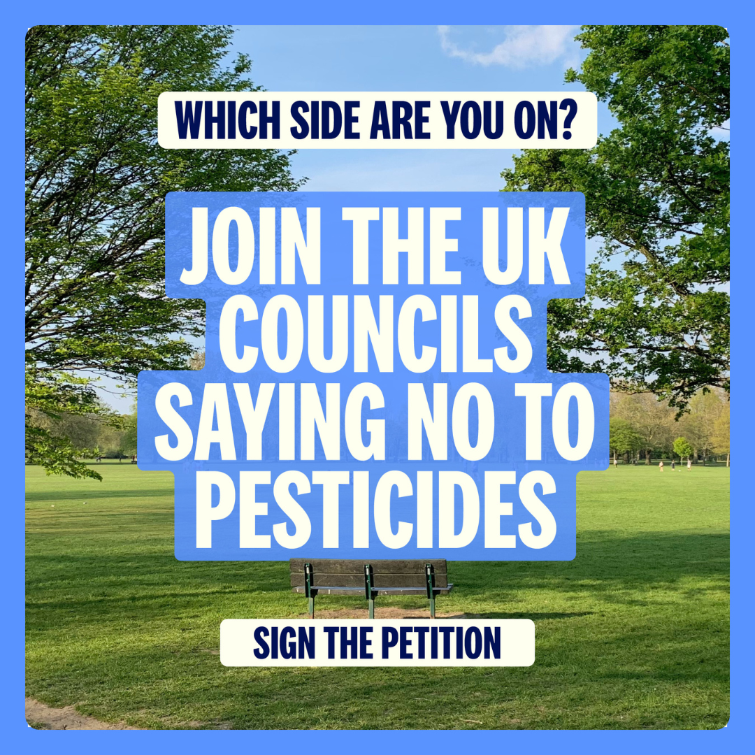 Asset with text asking people to sign the petition with greenspace in background