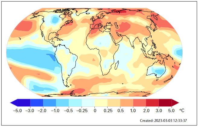 Annual Temperature Anomalies 2022 Credit: WMO State of the Global Climate in 2022
